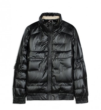 Áo khoác phao bóng xám cổ 3P che khóa